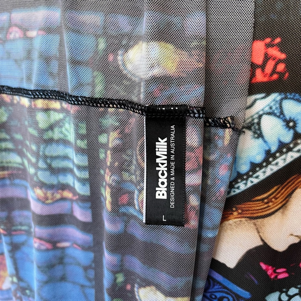 Blackmilk Stained-Glass Print Mini Dress in Black, Blue, Red - Picture 7 of 8